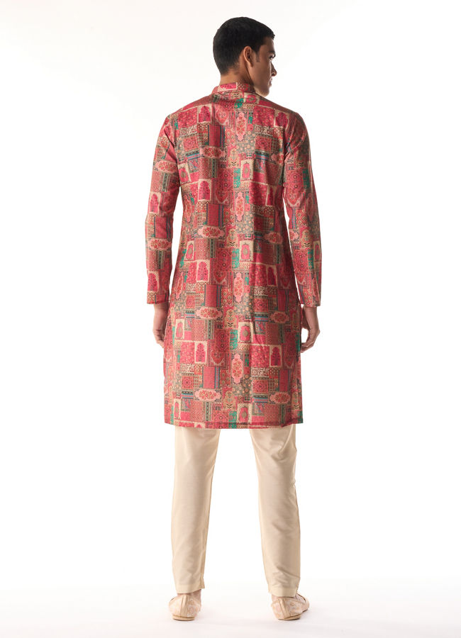 Manyavar Men Coral Charm Kurta Pajama