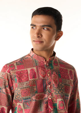 Manyavar Men Coral Charm Kurta Pajama