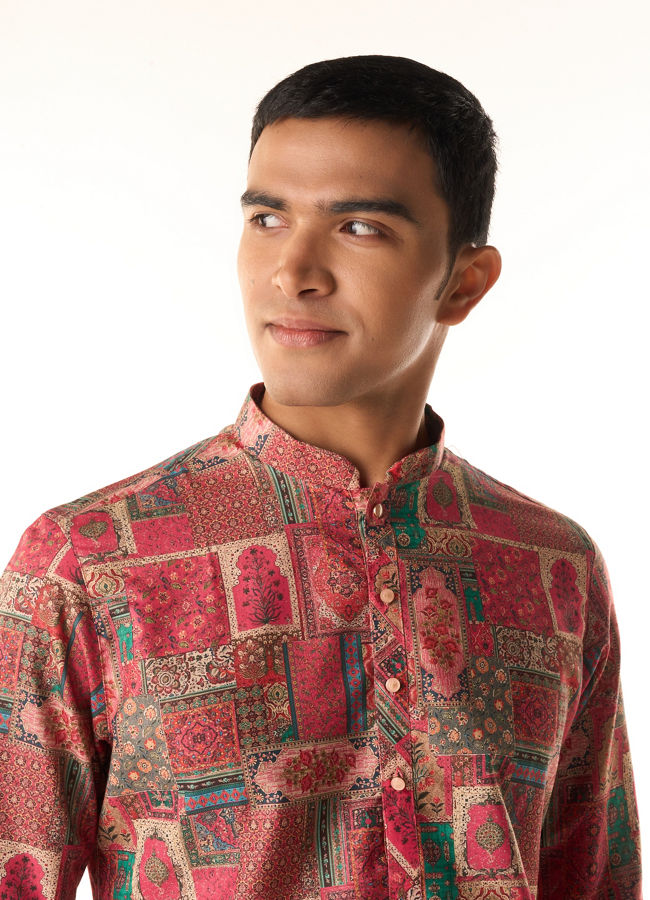 Manyavar Men Coral Charm Kurta Pajama