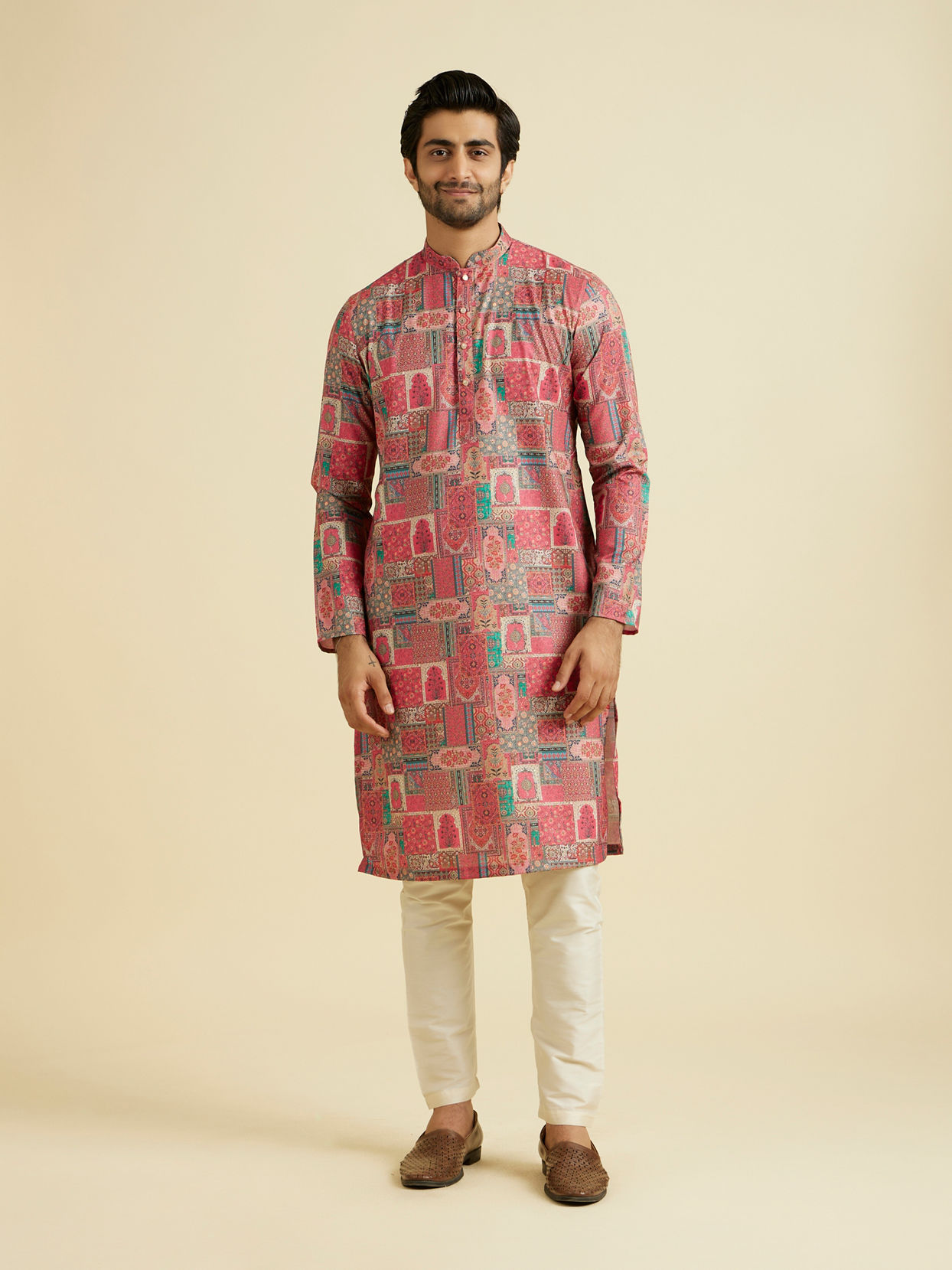 Manyavar Men Coral Charm Kurta Pajama