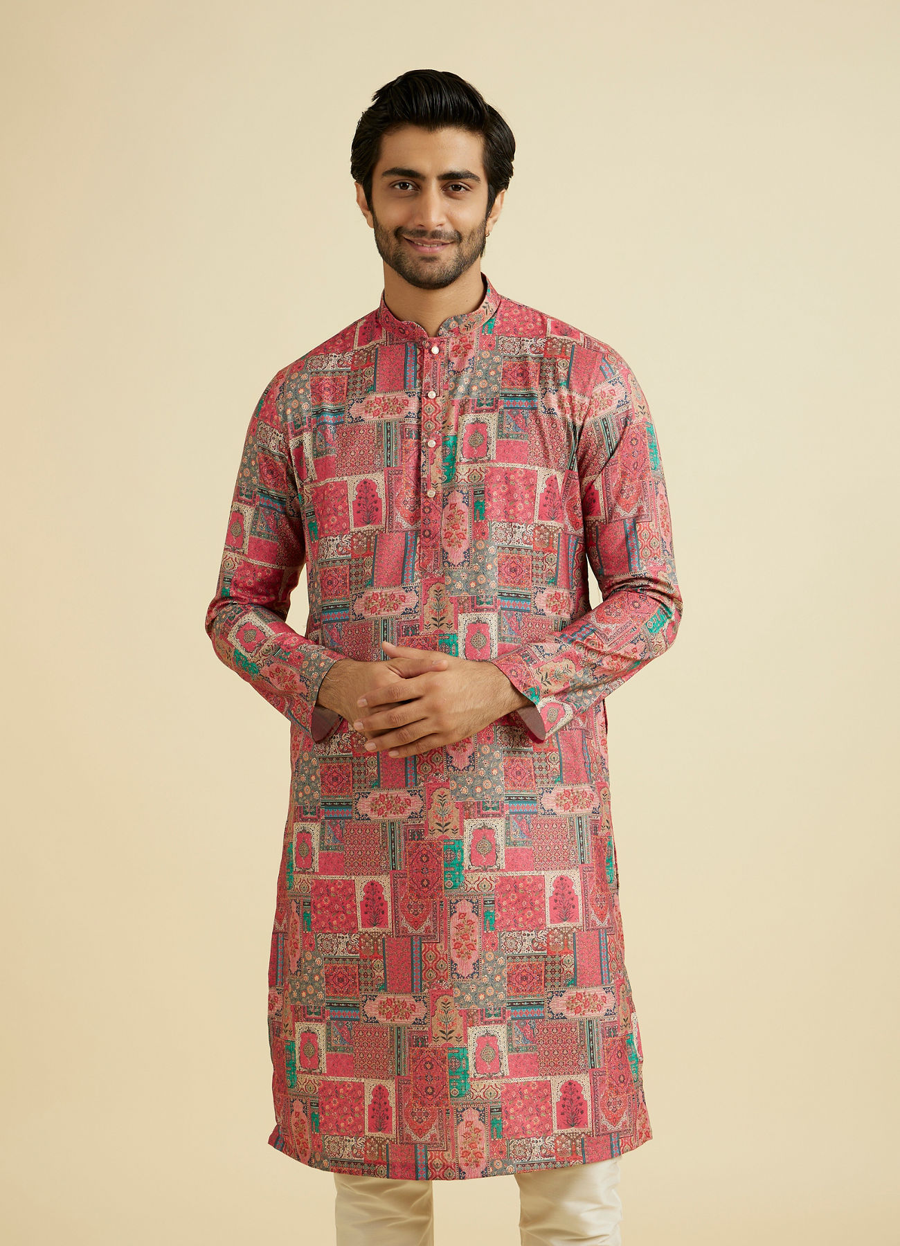 Manyavar Men Coral Charm Kurta Pajama