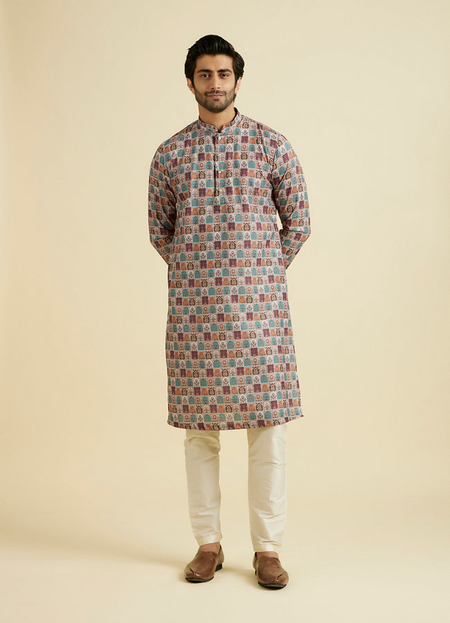 Manyavar Men Beige Elegance Kurta Pajama