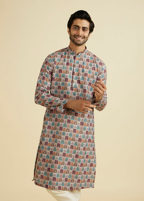 Manyavar Men Beige Elegance Kurta Pajama