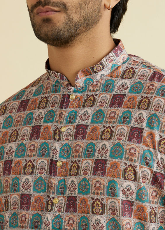 Manyavar Men Beige Elegance Kurta Pajama