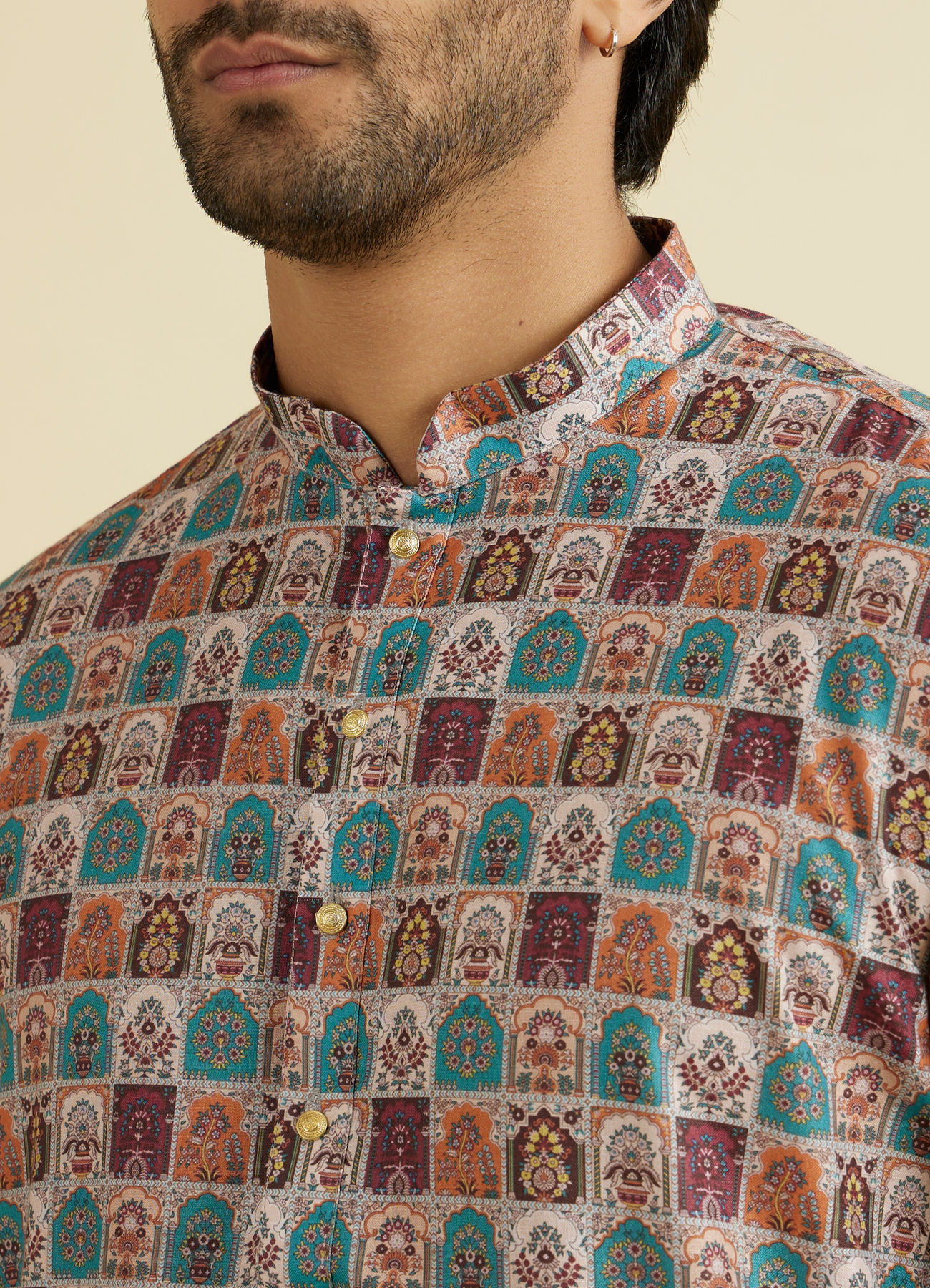 Manyavar Men Beige Elegance Kurta Pajama