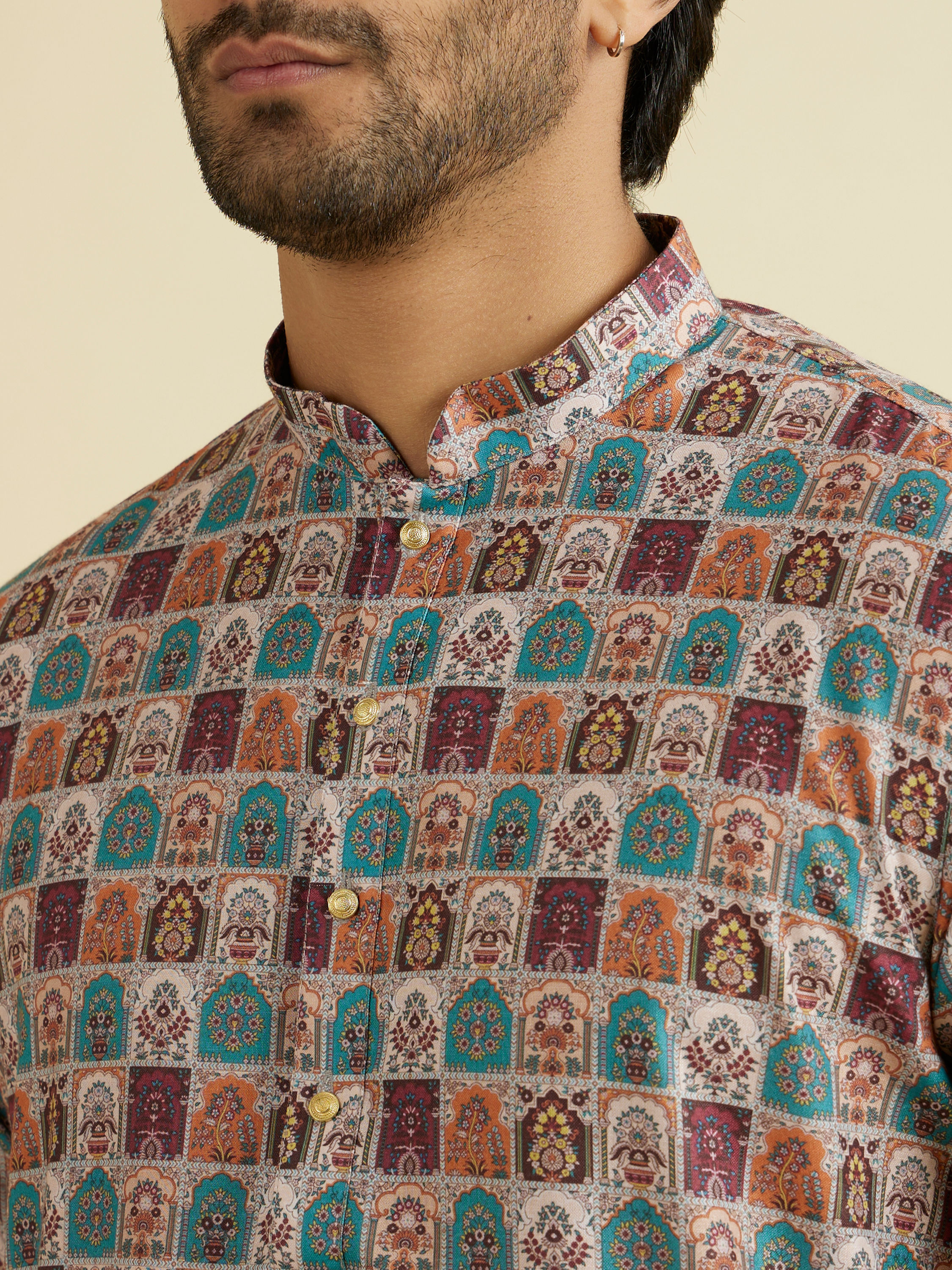 Manyavar Men Beige Elegance Kurta Pajama