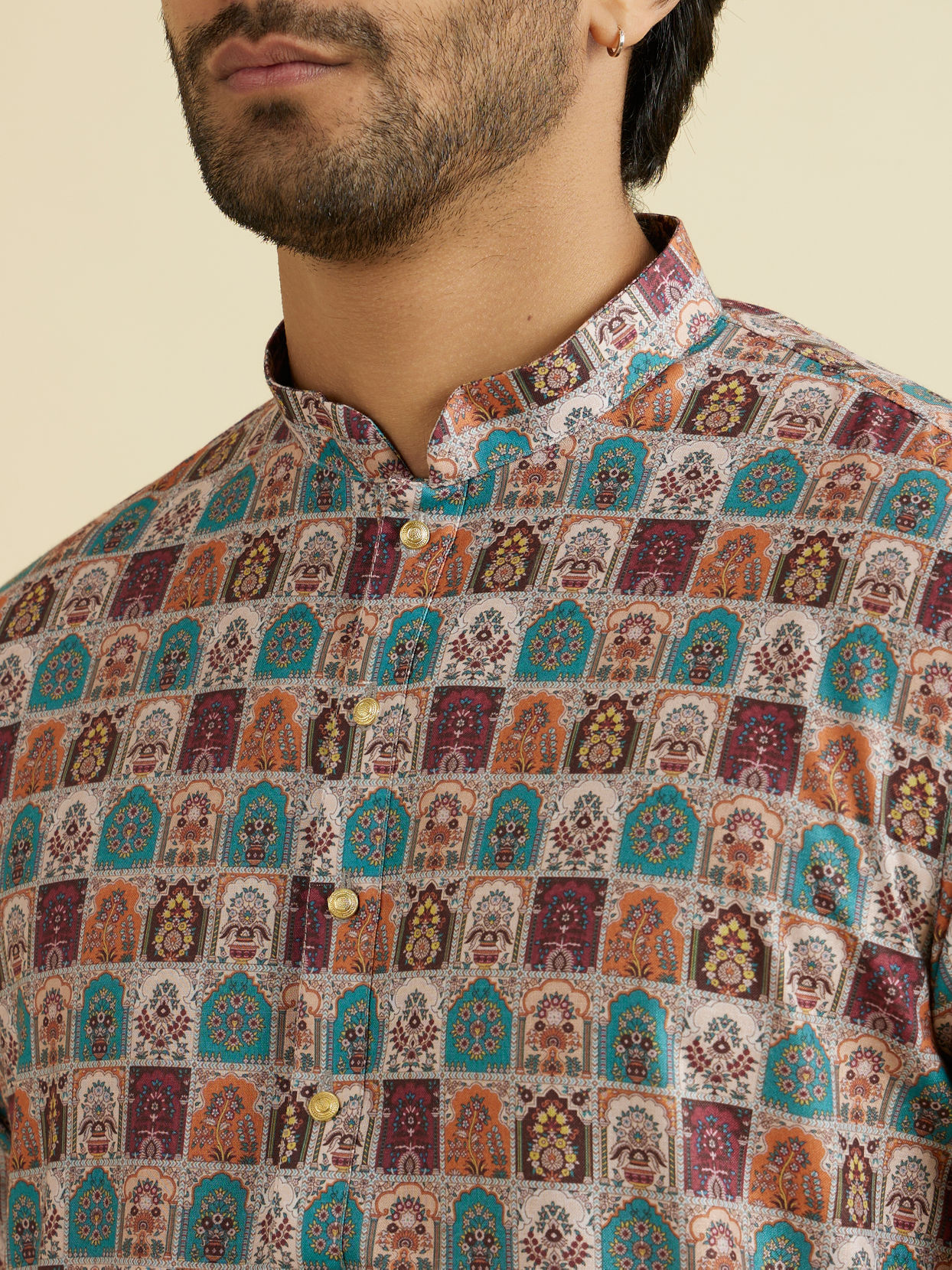 Manyavar Men Beige Elegance Kurta Pajama