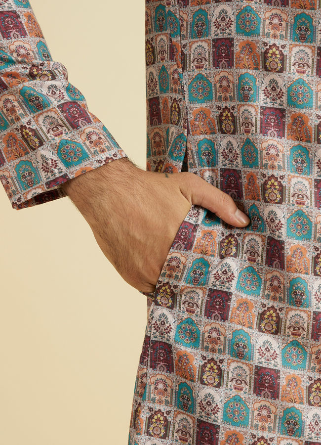 Manyavar Men Beige Elegance Kurta Pajama