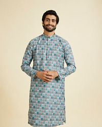 Manyavar Men Teal Green Festive Kurta Pajama