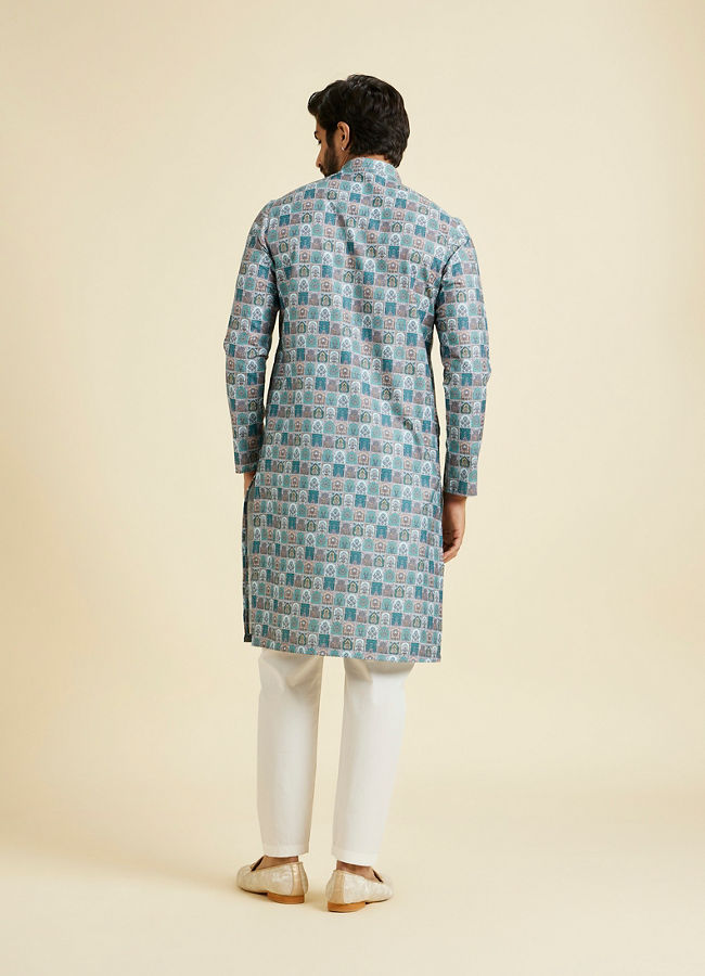 Manyavar Men Teal Green Festive Kurta Pajama