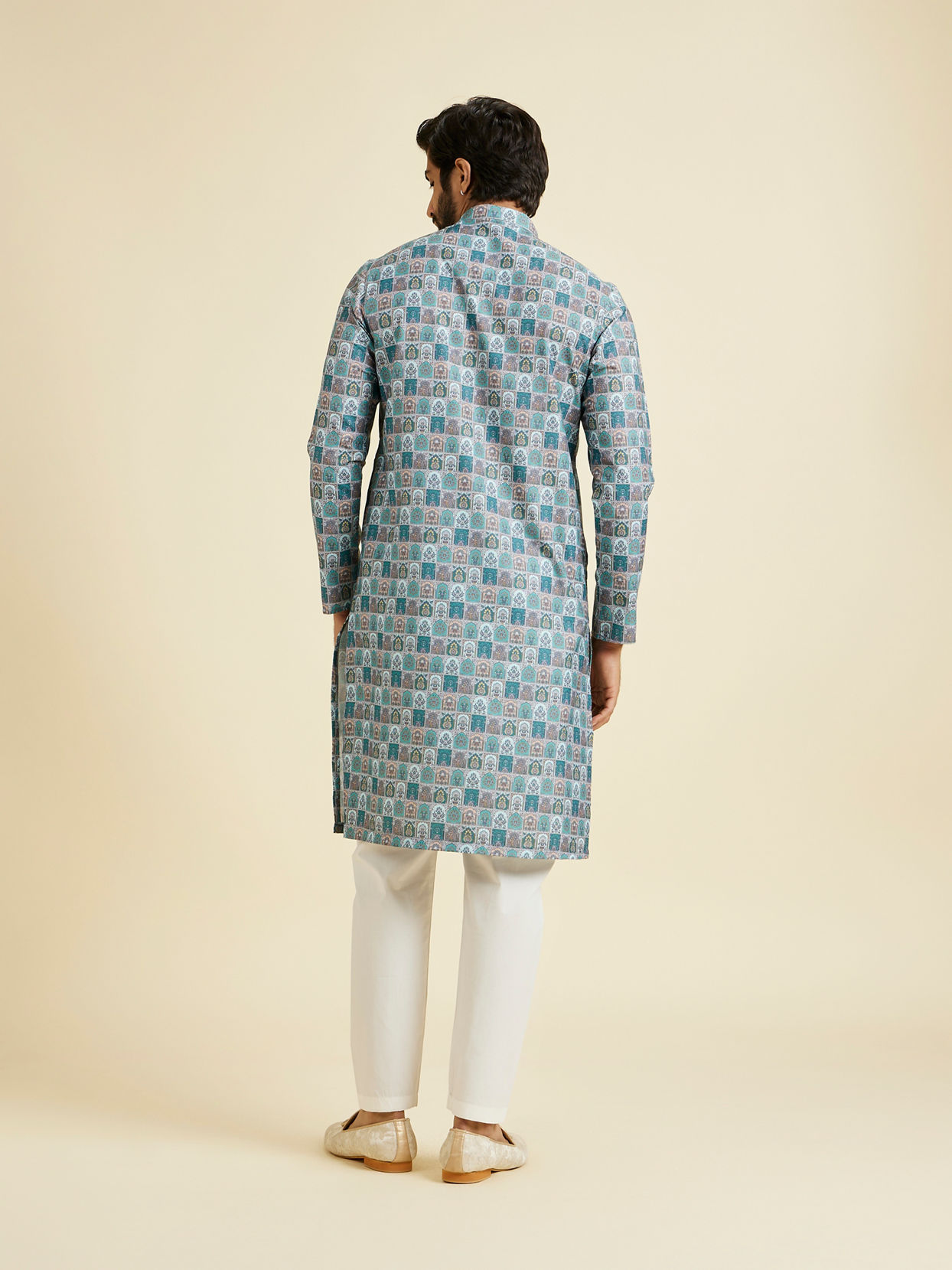 Manyavar Men Teal Green Festive Kurta Pajama