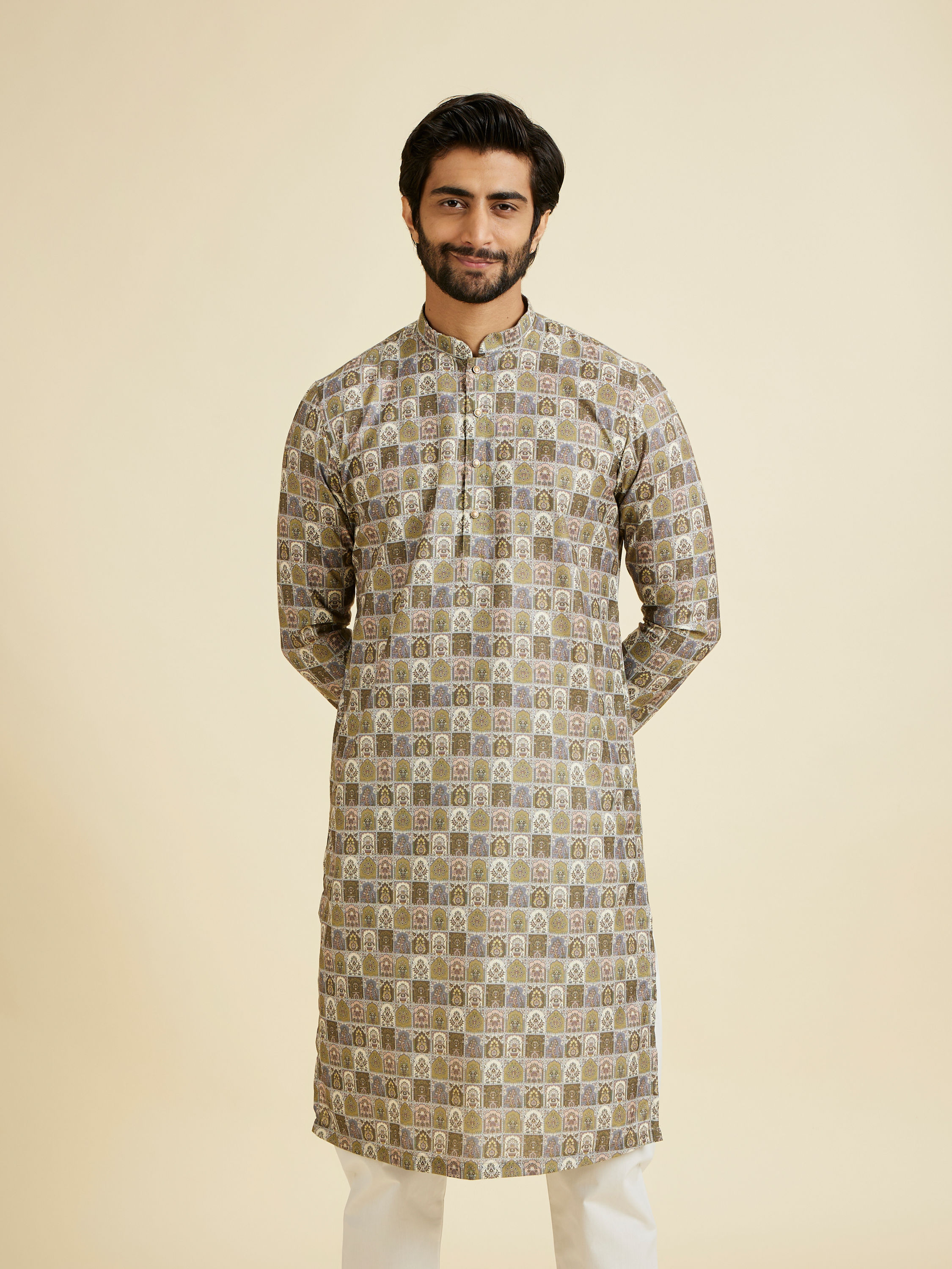Manyavar Men Verdant Delight Kurta Pajama