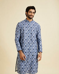 Manyavar Men Greyish Blue Festive Kurta Pajama