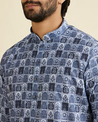 Manyavar Men Greyish Blue Festive Kurta Pajama