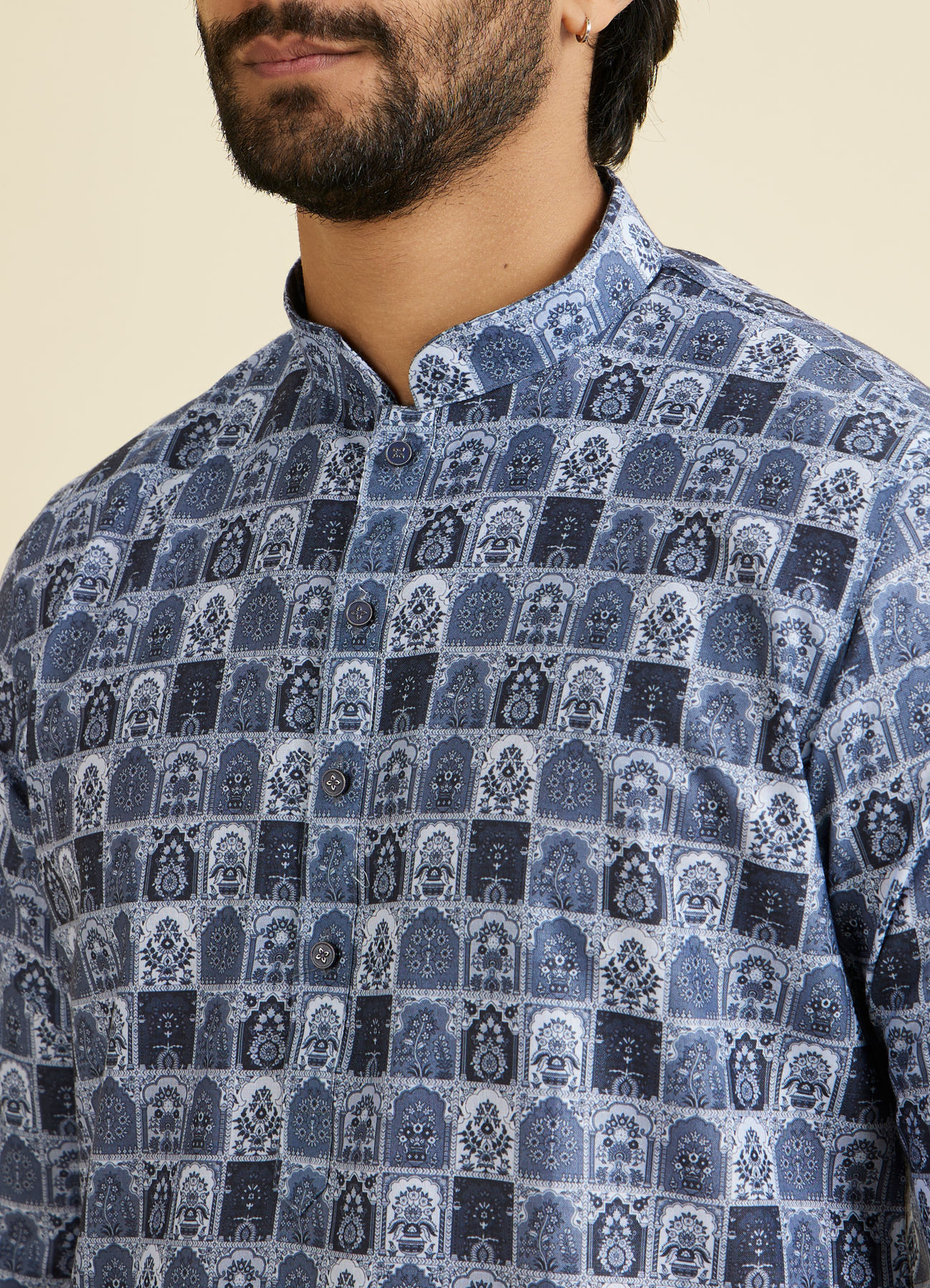 Manyavar Men Greyish Blue Festive Kurta Pajama