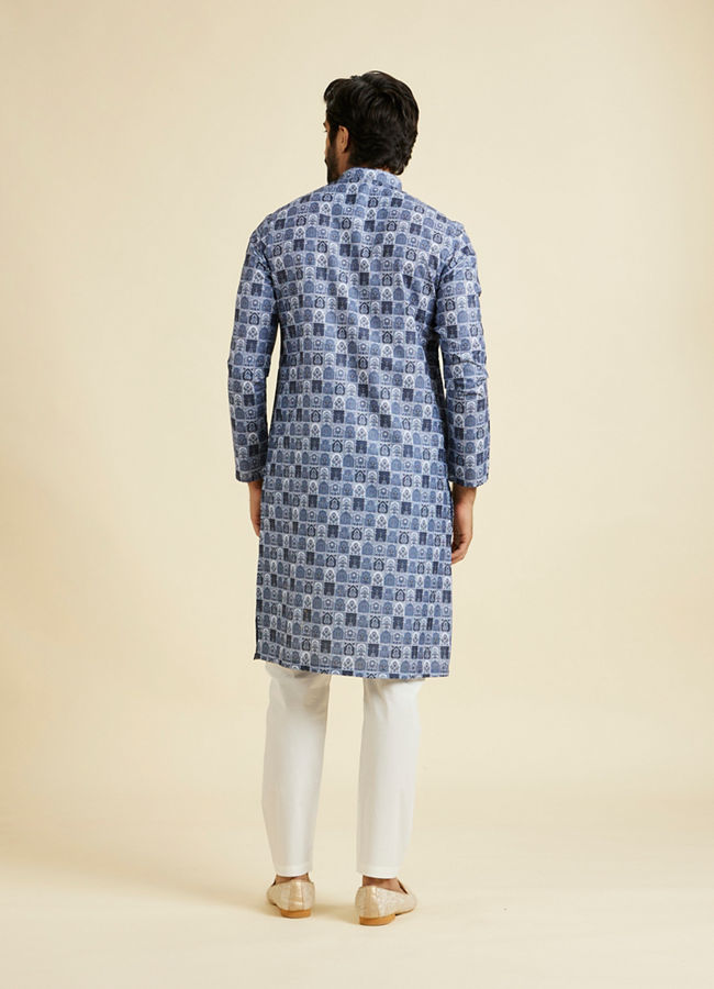 Manyavar Men Greyish Blue Festive Kurta Pajama