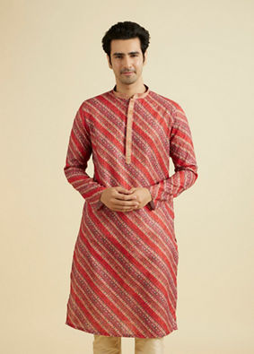 Manyavar Men Orange Sunset Splendor Kurta Pajama