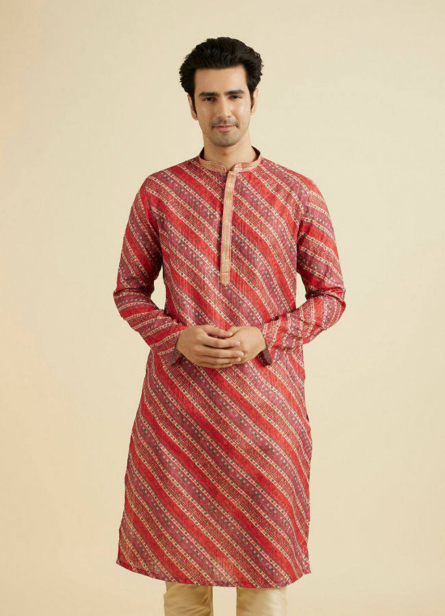 Manyavar Men Orange Sunset Splendor Kurta Pajama