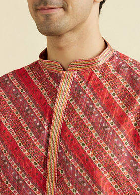 Manyavar Men Orange Sunset Splendor Kurta Pajama