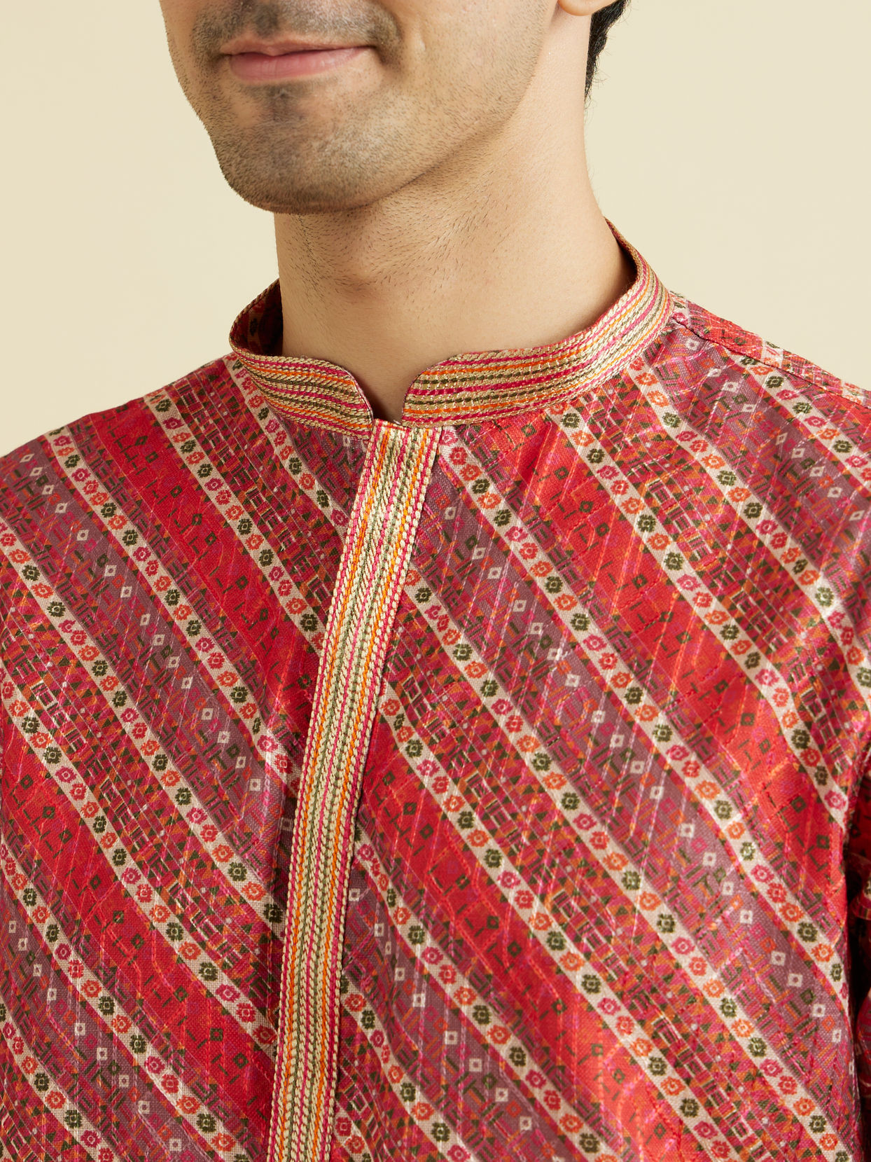 Manyavar Men Orange Sunset Splendor Kurta Pajama
