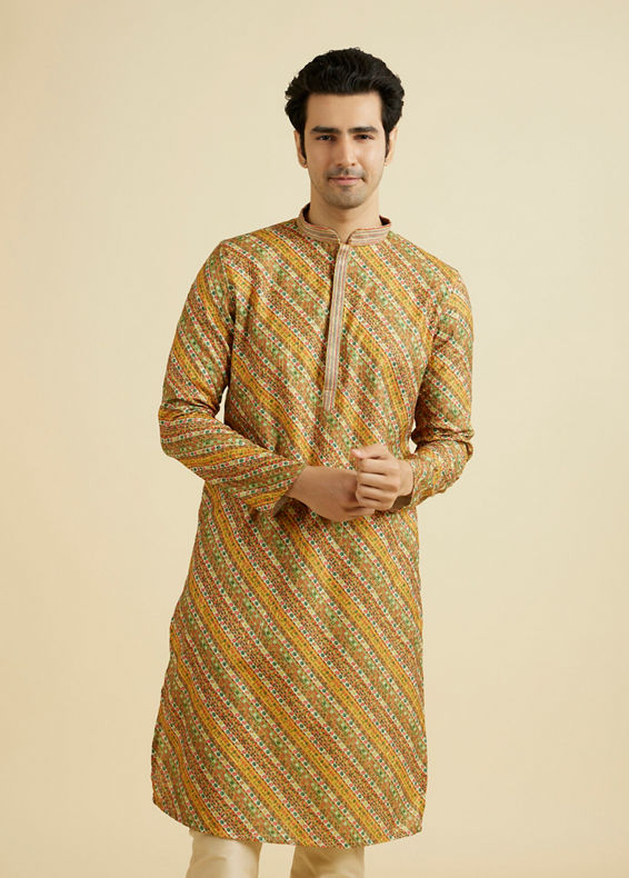 Manyavar Men Majestic Mustard Kurta Pajama
