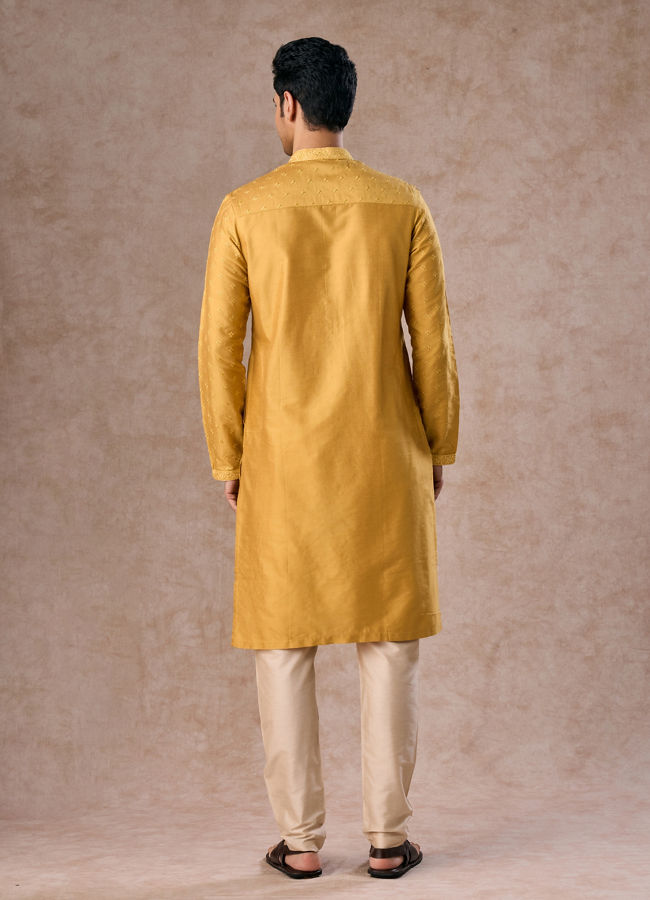 Manyavar Men Sunset Mustard Elegance Kurta Pajama