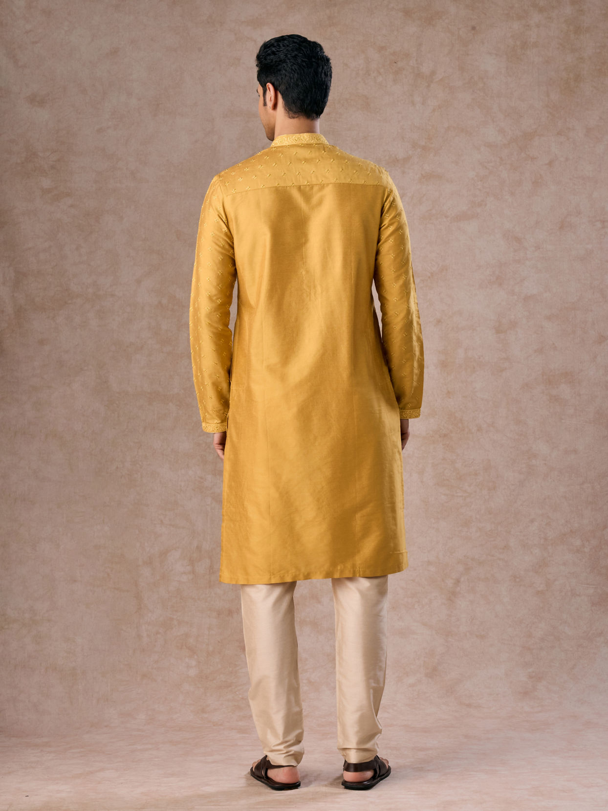 Manyavar Men Sunset Mustard Elegance Kurta Pajama