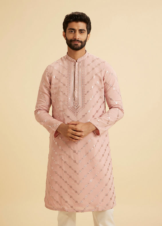Manyavar Men Dusty Pink Regal Kurta Pajama