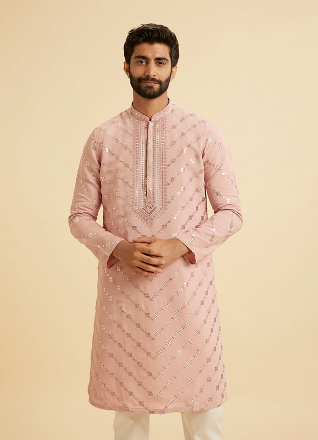 Manyavar Men Dusty Pink Regal Kurta Pajama