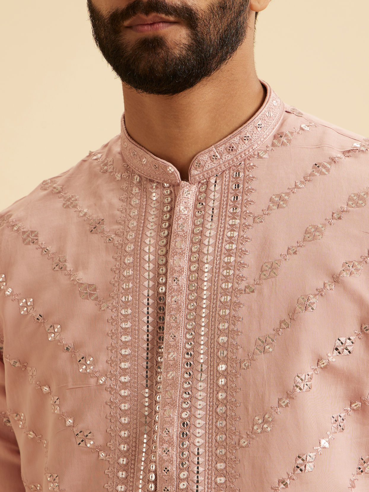 Manyavar Men Dusty Pink Regal Kurta Pajama