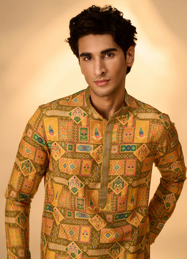 Manyavar Men Emerald Elegance Kurta Pajama