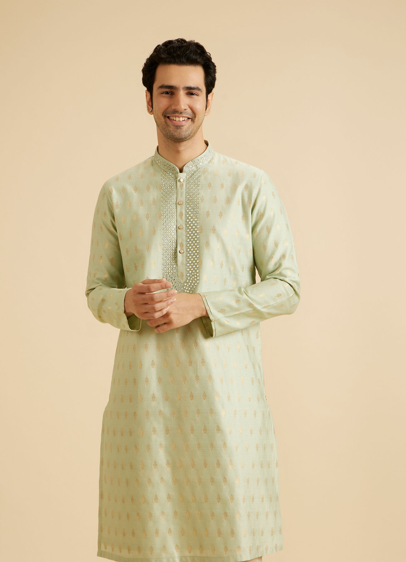 Manyavar Men Radiant Green Festivity Kurta Pajama