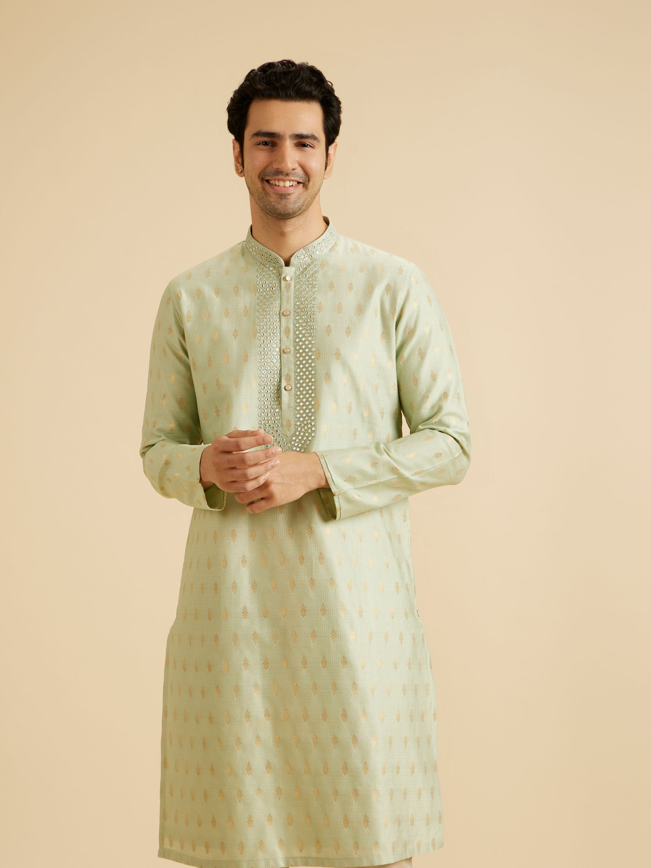 Manyavar Men Radiant Green Festivity Kurta Pajama