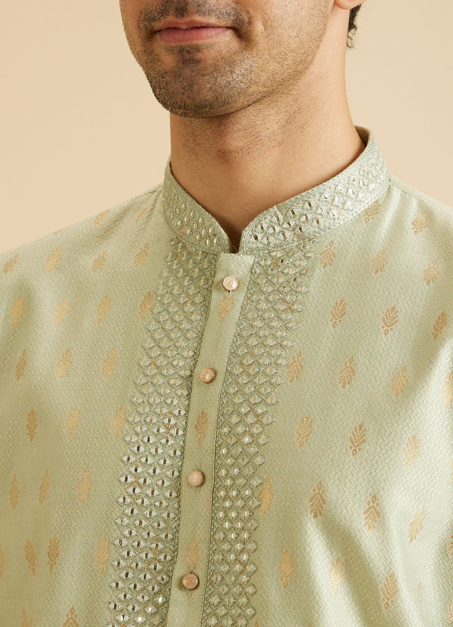 Manyavar Men Radiant Green Festivity Kurta Pajama