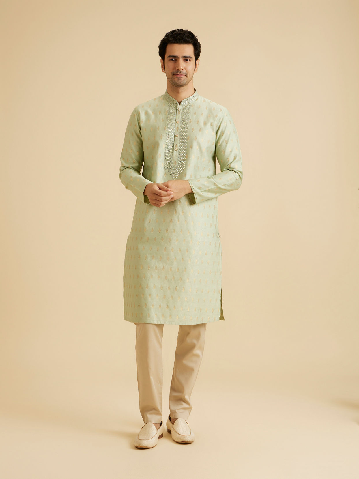 Manyavar Men Radiant Green Festivity Kurta Pajama
