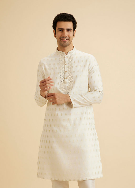 Manyavar Men Cream Elegance Kurta Pajama