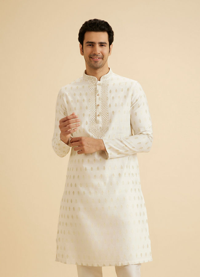 Manyavar Men Cream Elegance Kurta Pajama