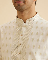 Manyavar Men Cream Elegance Kurta Pajama