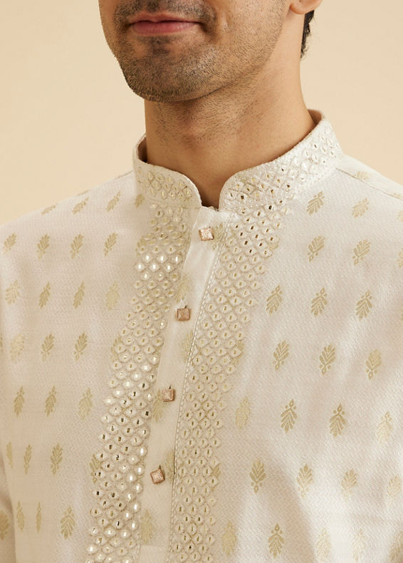 Manyavar Men Cream Elegance Kurta Pajama