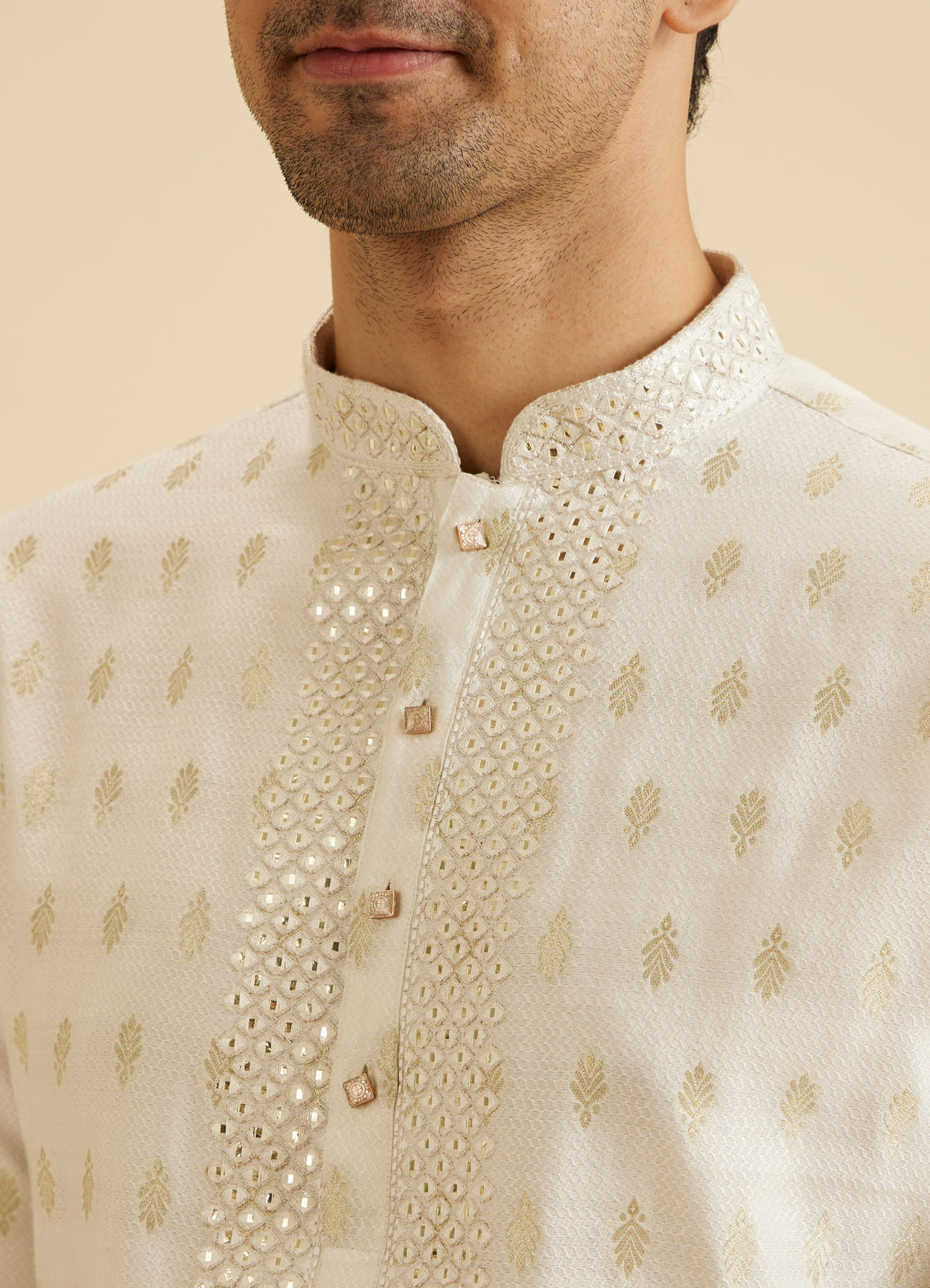 Manyavar Men Cream Elegance Kurta Pajama