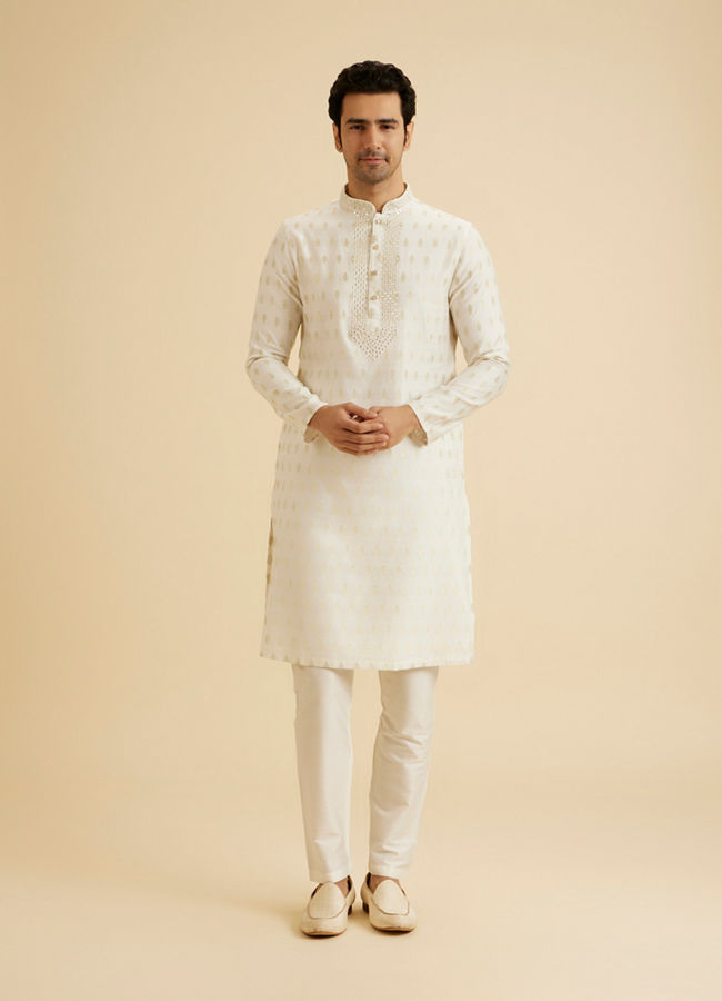 Manyavar Men Cream Elegance Kurta Pajama
