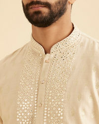 Manyavar Men Beige Elegance Kurta Pajama