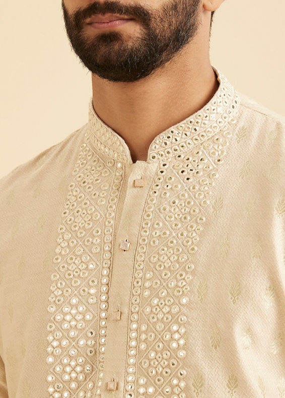 Manyavar Men Beige Elegance Kurta Pajama