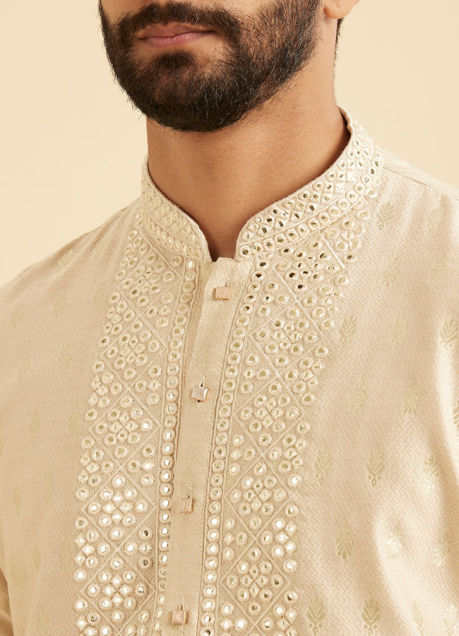 Manyavar Men Beige Elegance Kurta Pajama