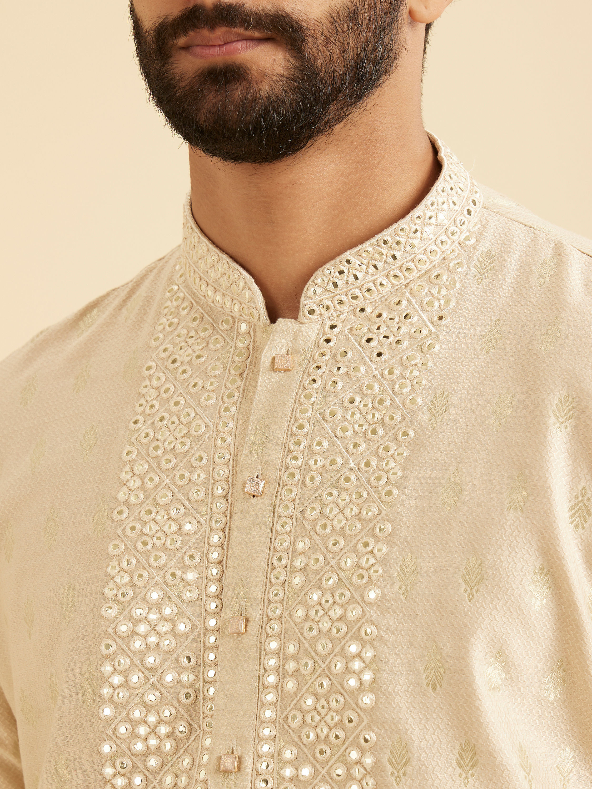 Manyavar Men Beige Elegance Kurta Pajama