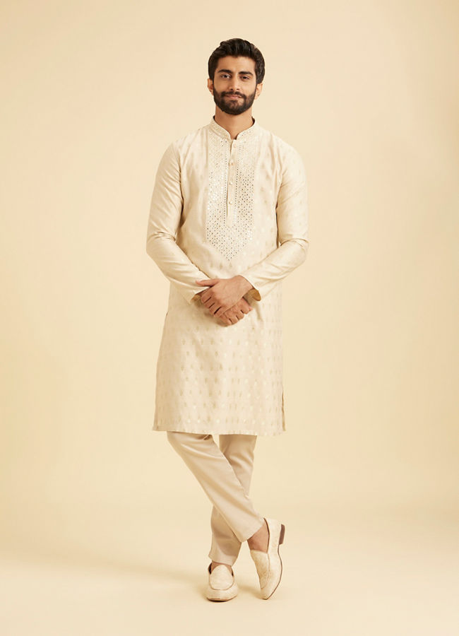 Manyavar Men Beige Elegance Kurta Pajama