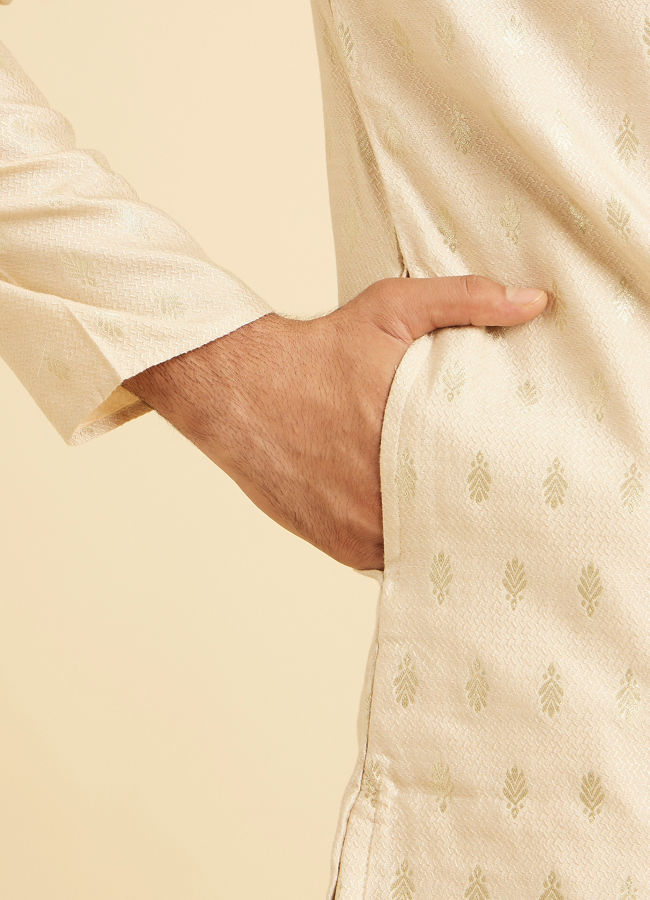 Manyavar Men Beige Elegance Kurta Pajama
