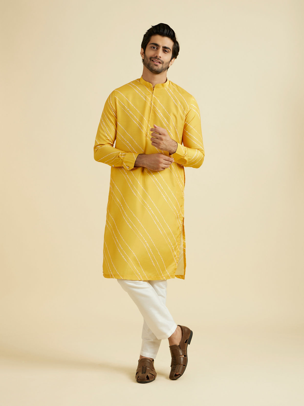 Manyavar Men Sunburst Satin Kurta Pajama