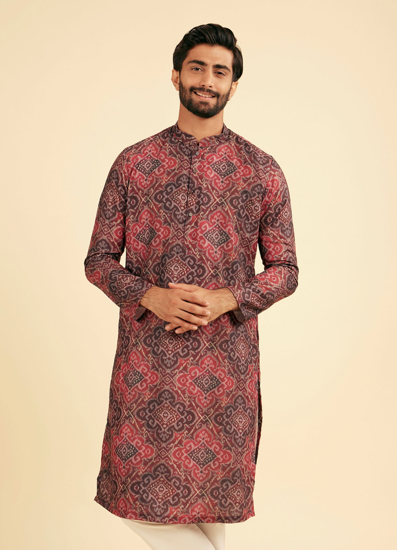 Manyavar Men Maroon Majesty Kurta Pajama