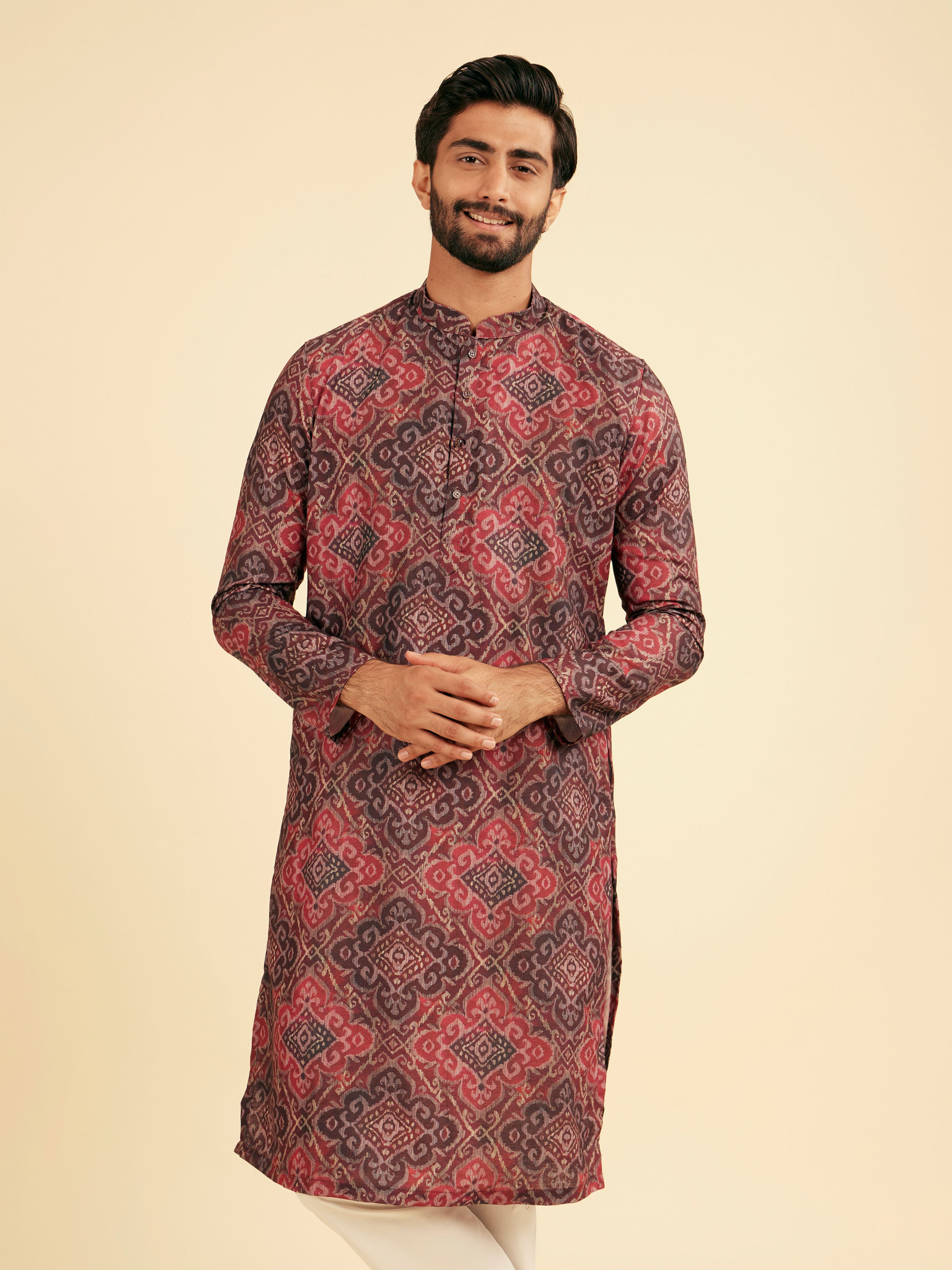 Manyavar Men Maroon Majesty Kurta Pajama